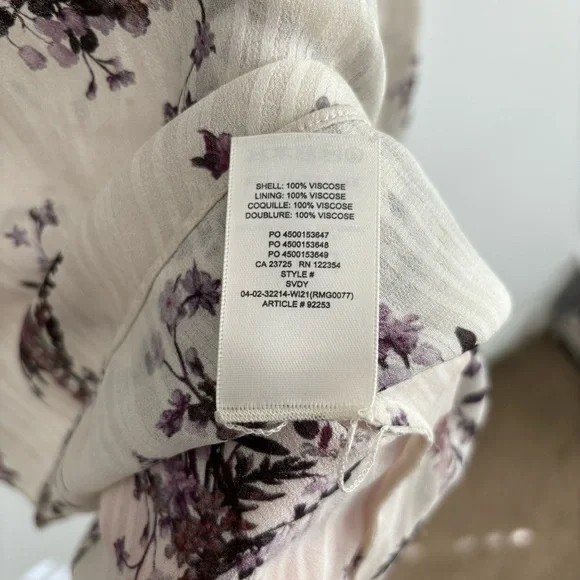 Aritzia Wilfred Floral Flowy Purple Cream Blouse - Picture 6 of 12
